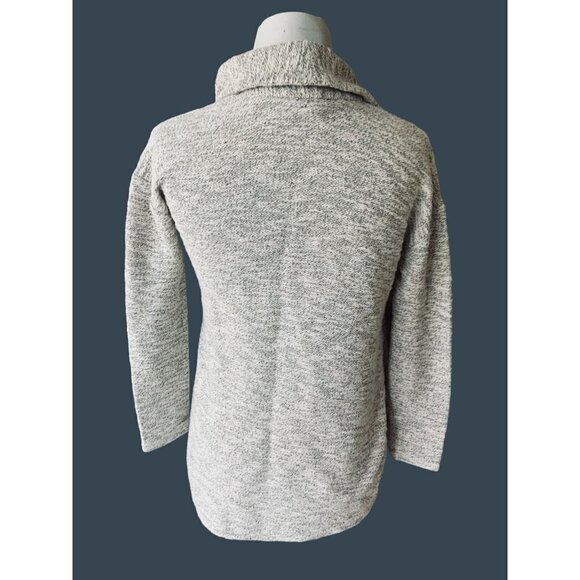 TALBOTS LADIES PETITE OPEN FRONT COLLARED GRAY METALLIC THREADING EUC P - Picture 5 of 8